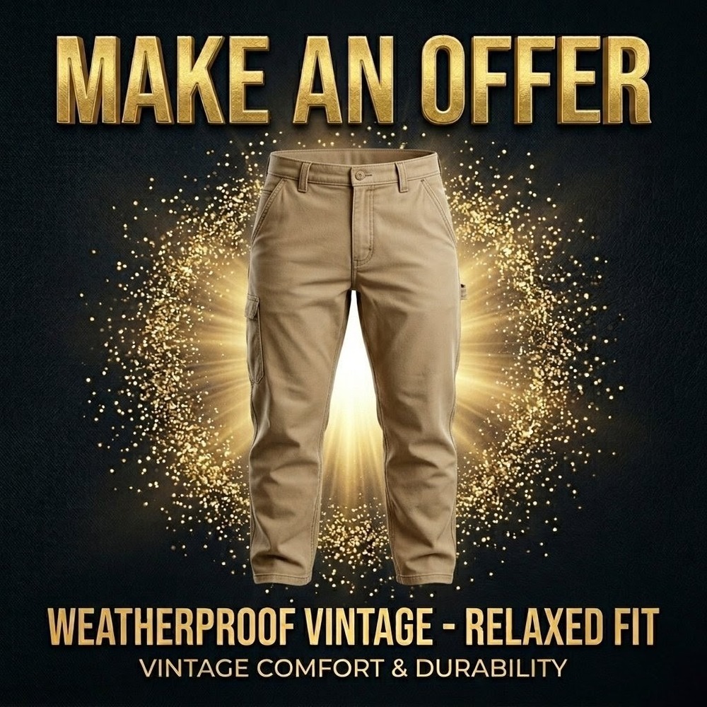 Weatherproof Vintage Men's Relaxed Fit Utility Khaki Pants 38x29 Stretch Canvas